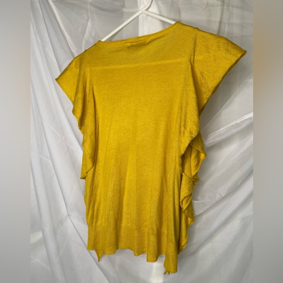 ZARA | Yellow Ruffle Short Sleeve Knit Top | Size Small - Picture 6 of 6